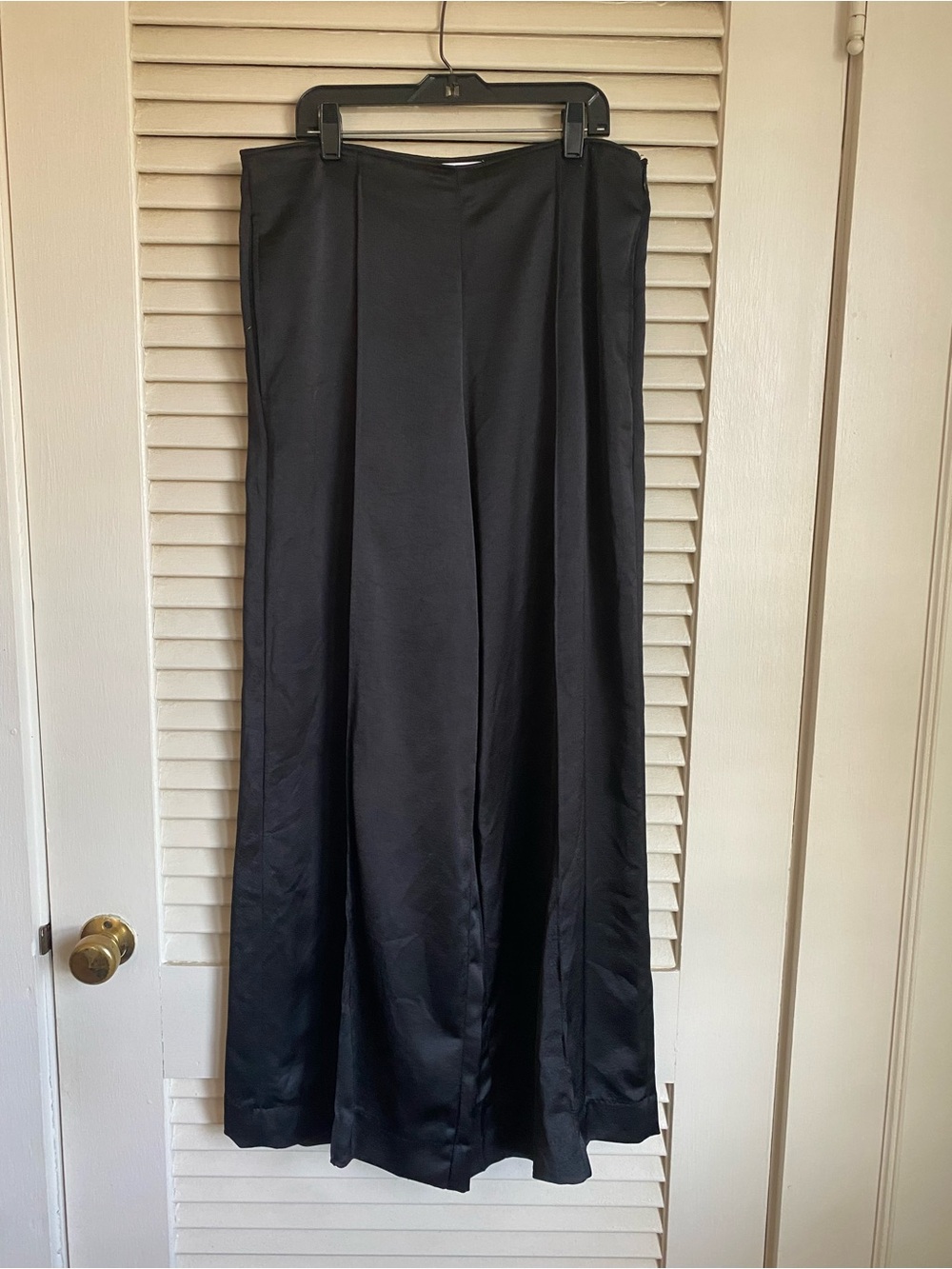 DKNY Black Satin Wide Leg Dress Pants